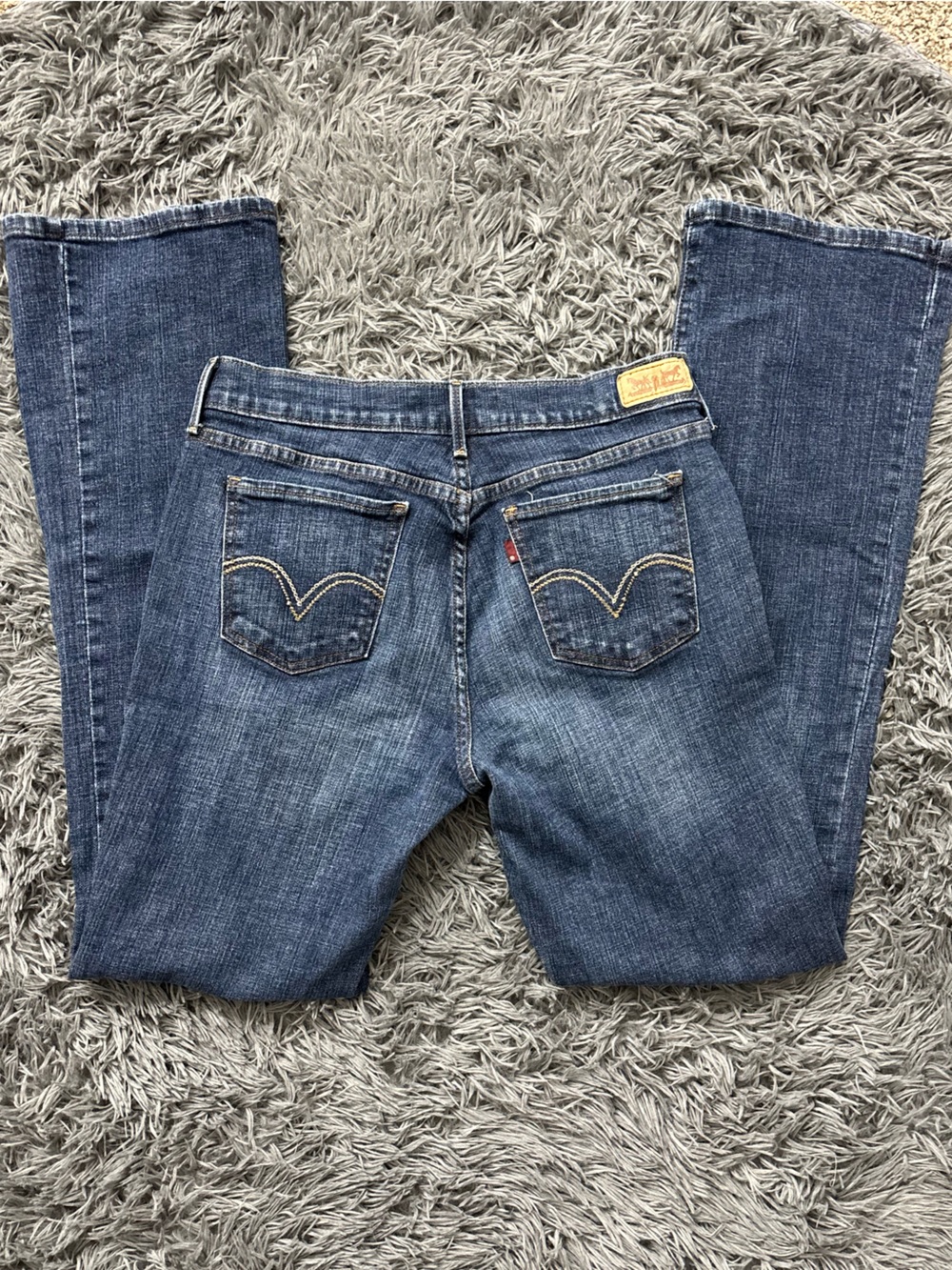 Levi’s 515 Bootcut Dark Blue Denim Jeans Relaxed Flared Western Woman 8